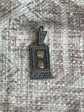 Two-Tone Sterling Silver Cartouche Pendant Necklace